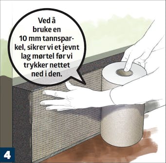 Kingspan isolasjon: Trykk armeringsnett inn i mørtelen Kingspan isolasjon: Trykk armeringsnett inn i mørtelen